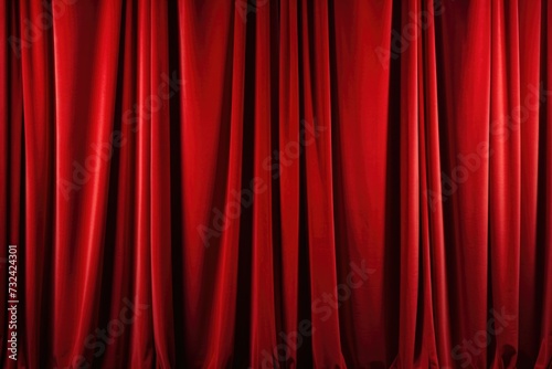 Red curtain hanging against a black background. Perfect for theater, stage, or event-related projects