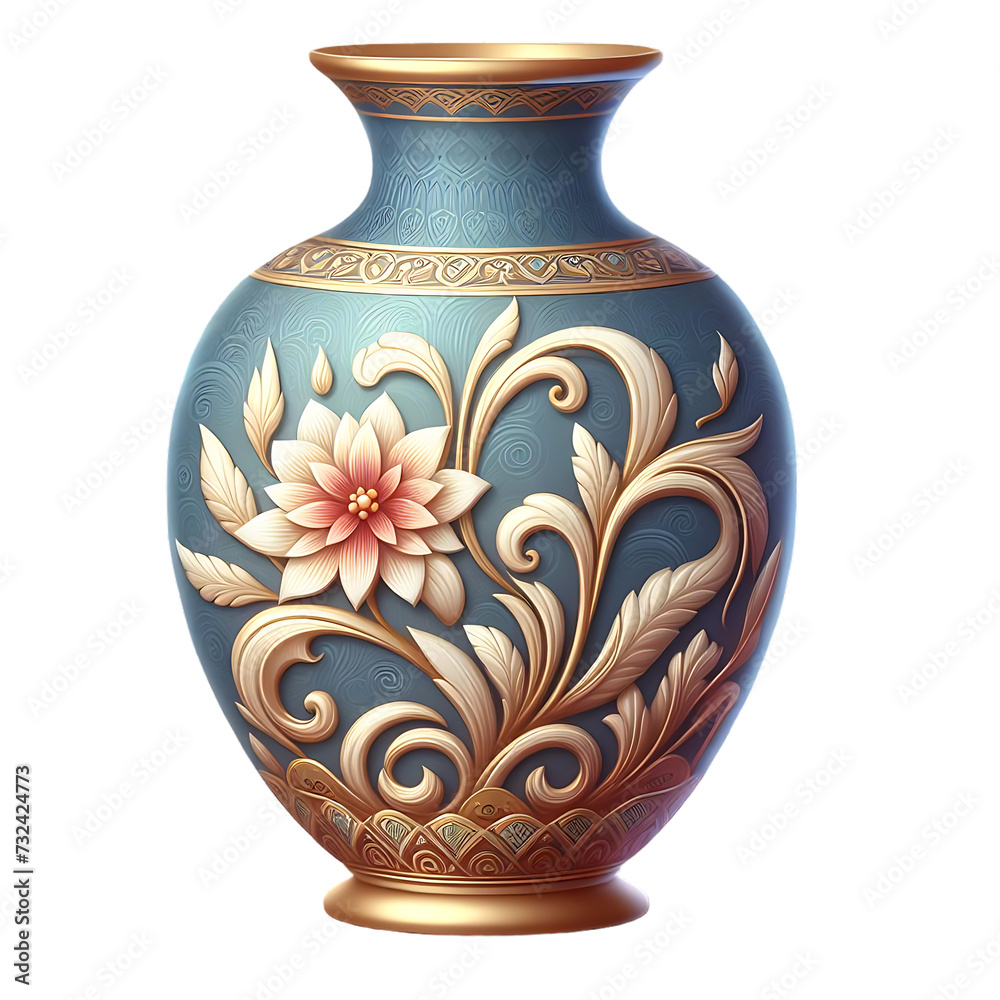 Beautiful vase, PNG file of isolated cutout object isolated on white background