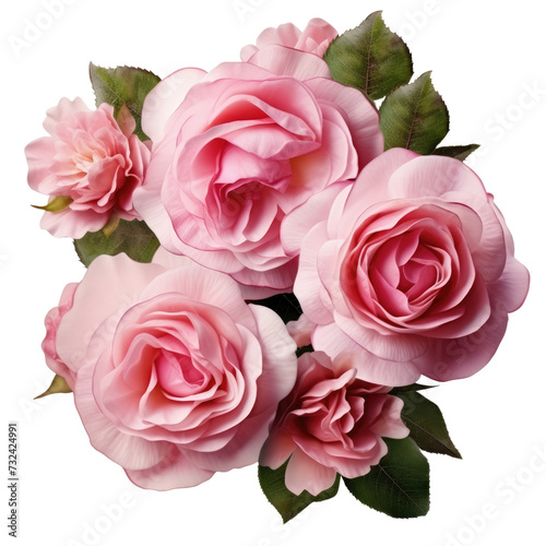 Pink rose flowers in a floral arrangement isolated on white or transparent background © Jo
