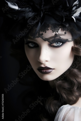 Close-up shot of a woman wearing a black hat. Versatile image suitable for fashion  style  or accessories concepts