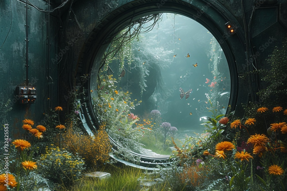 April Showers Bring May Flowers: A Magical Garden of Butterflies and Wildflowers Generative AI