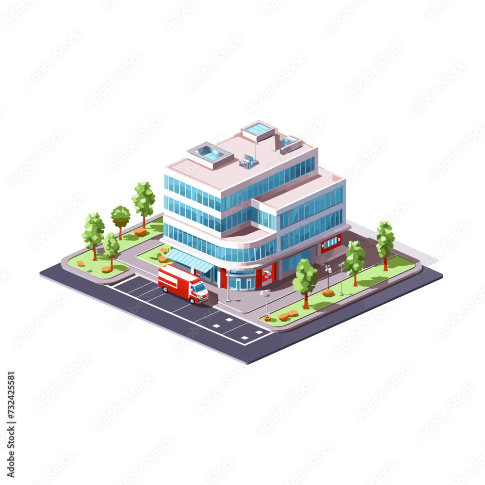 clinic building isometric vector flat isolated illustration clinic building isometric vector flat isolated illustration