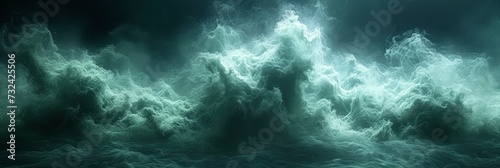 Green Smoke Movement On Black Background, Background Banner © NIA4u