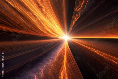 High-Resolution Flame Fractal Render: Horizon Line with Rays and Turbulence