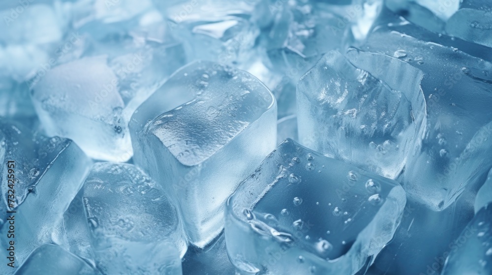 A pile of ice cubes stacked on top of each other. Versatile image for various uses