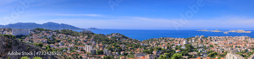 Marseille cityscape from Notre-Dame de la Garde, France.  © vololibero
