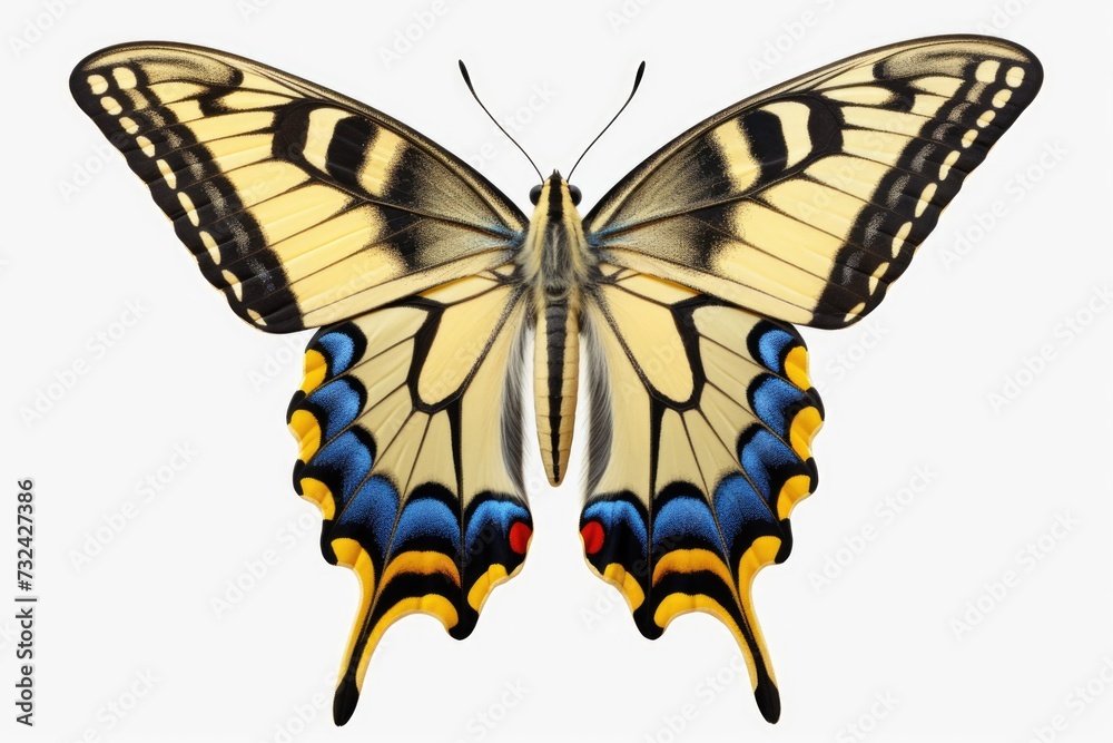 A butterfly resting on a white surface. Suitable for nature-themed designs and illustrations A butterfly resting on a white surface. Suitable for nature-themed designs and illustrations