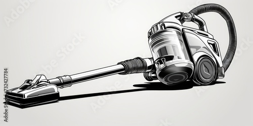 A black and white drawing of a vacuum cleaner. Suitable for use in cleaning-related articles and designs photo
