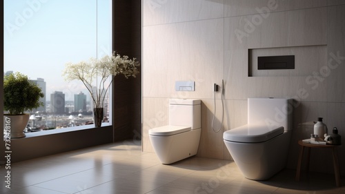 modern bathroom interior with bathroom. generative ai
