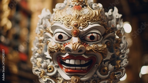 A detailed shot of a mask placed on a table. Suitable for various uses © Fotograf