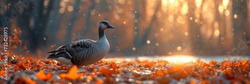Orangebilled Blueeyed Goose Portrait, Background Banner photo