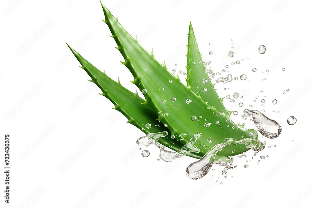 Aloe vera fresh leaf, closeup. Treatment plant Essence from aloe vera plant drips from stems isolated on a Transparent background. Generative AI Aloe vera fresh leaf, closeup. Treatment plant Essence from aloe vera plant drips from stems isolated on a Transparent background. Generative AI