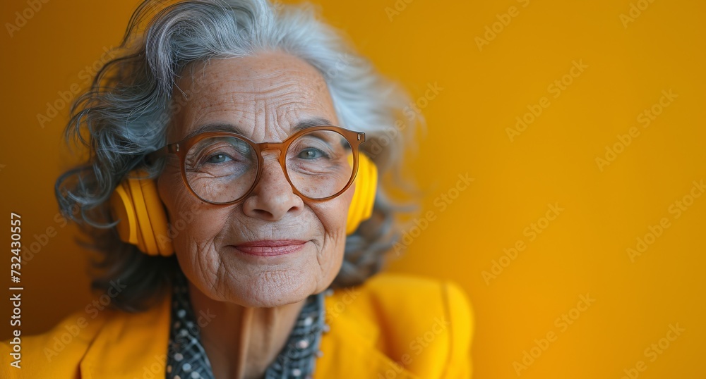 Listening to the Beat of Life: A Senior Citizen's Yellow Jacket and Glasses Generative AI