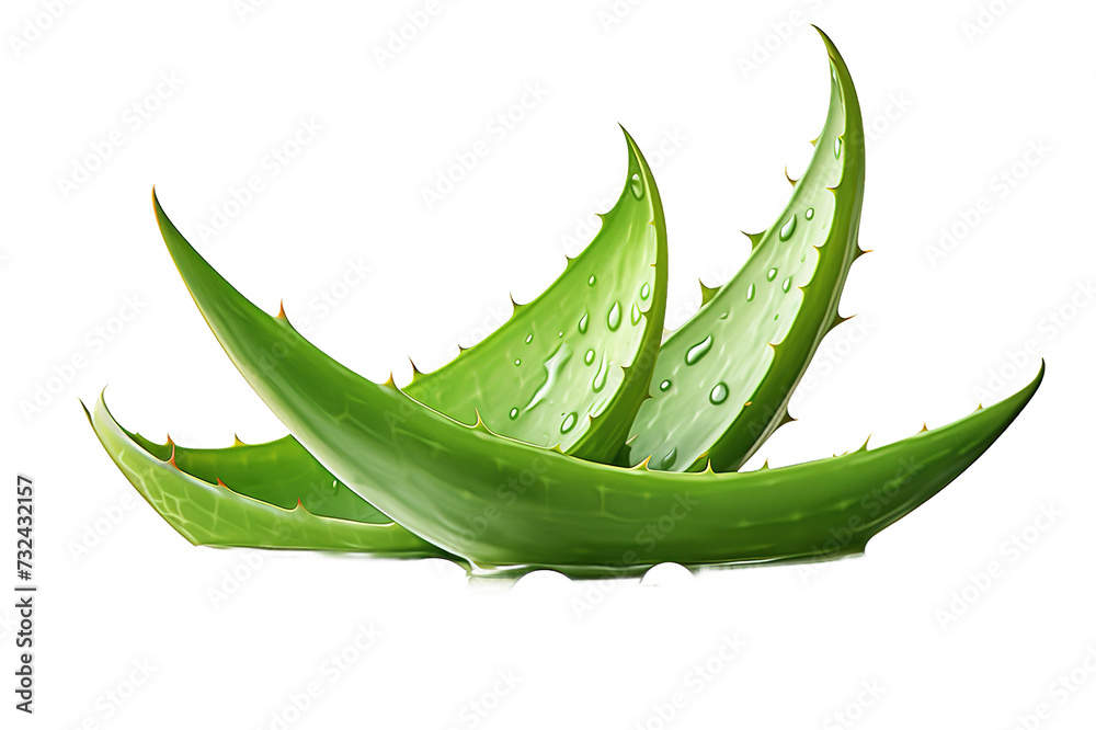 Fresh aloe vera leaves isolated on a Transparent background. Generative AI Fresh aloe vera leaves isolated on a Transparent background. Generative AI