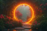 Glowing Pathway Through the Jungle: A Magical Nighttime Experience Generative AI