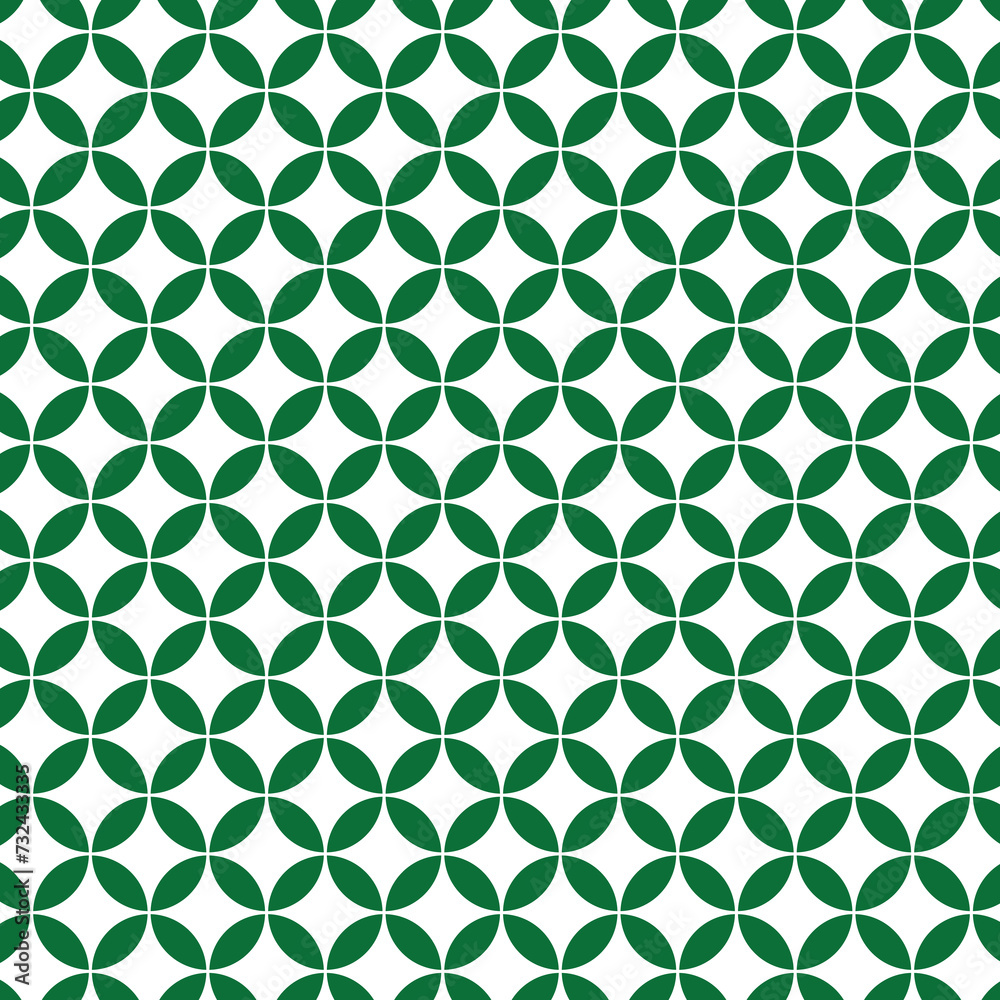 Naklejka premium 花七宝模様 白×緑 2