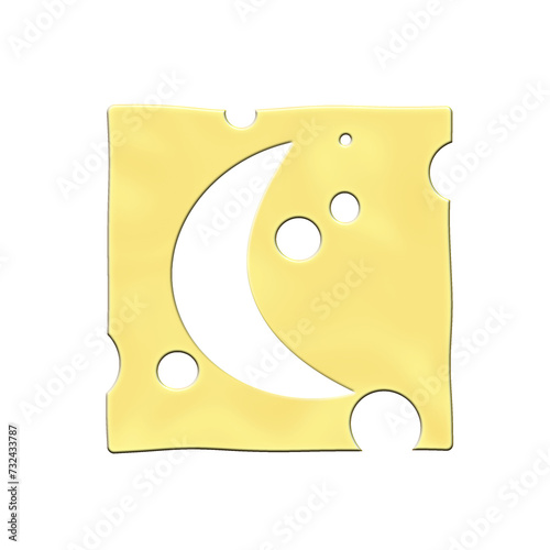 Foto a single slice of fanciful, metaphoric not-green moon cheese
