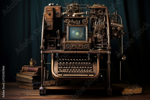 Clunky Old typewriter. Write story page. Generate Ai