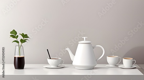 White Canvas Coffee Scene  Pristine Simplicity with Pourover Elegance