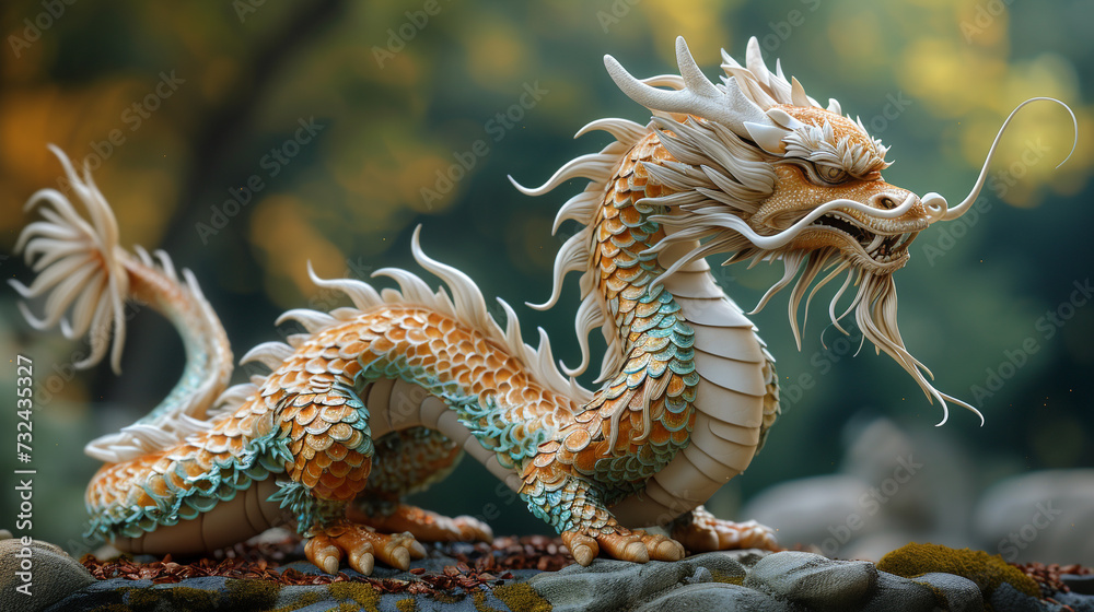Traditional 3d chinese dragon illustration, chinese new year celebrations