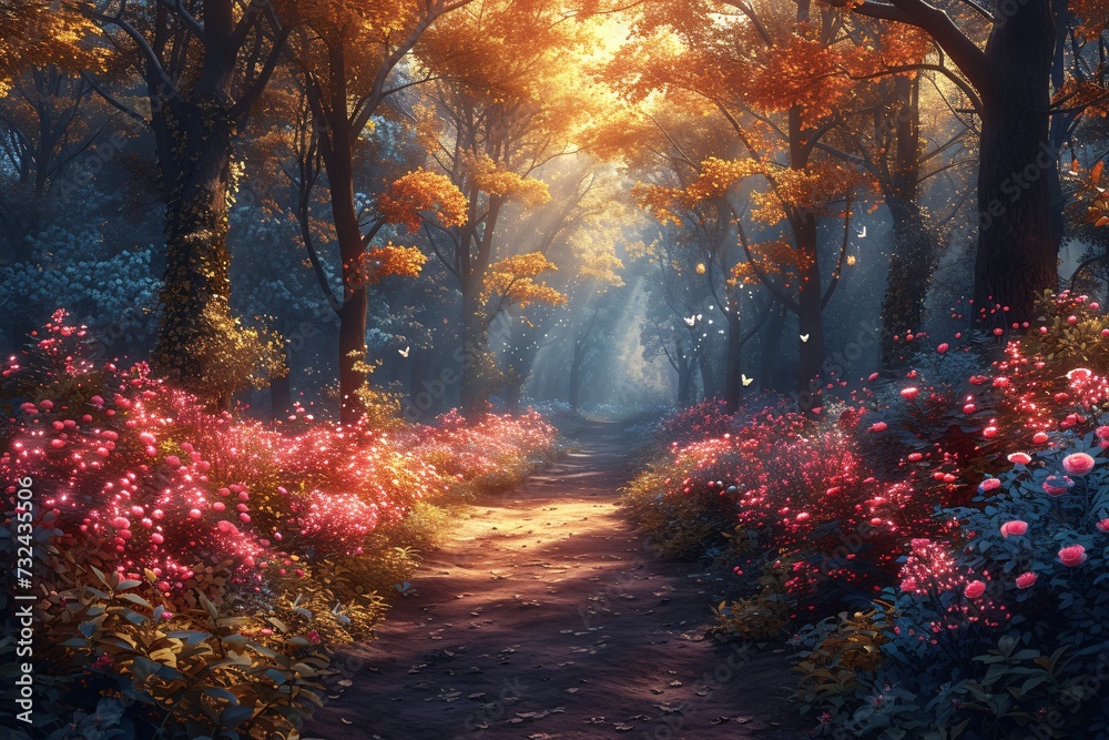 Fall Flower Path Generative AI