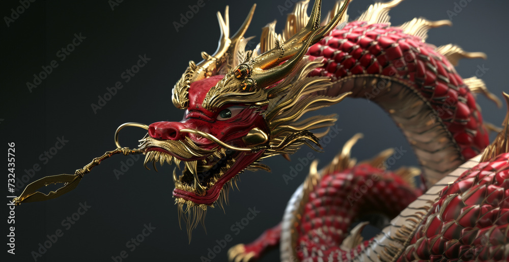 Fototapeta premium Traditional 3d chinese dragon illustration, chinese new year celebrations