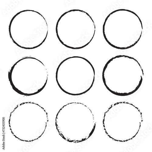 Vector Grunge Circle . Grunge Circle Element for your Design . Rubber Stamp Texture . Distress Border Frame isolated on white background in eps 10.