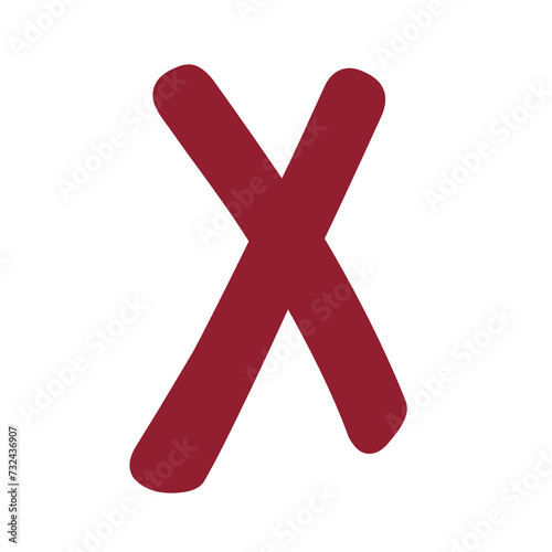 crossed out, Xed out, crimson