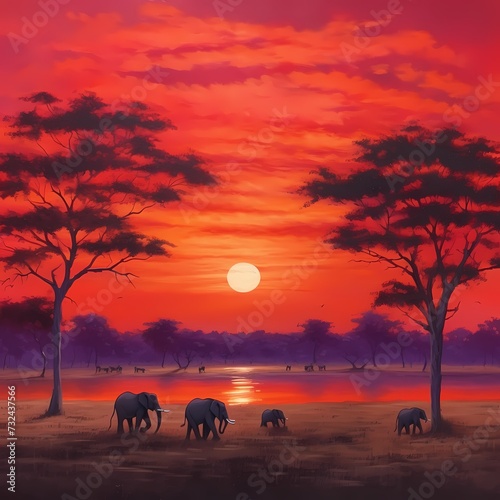 Serene African Savannah Sunset