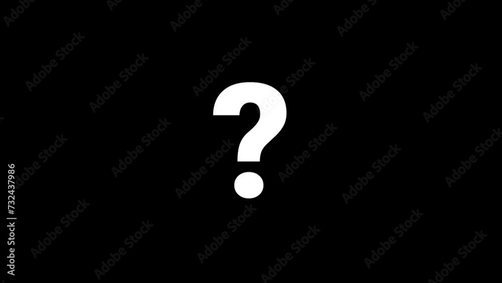 Animation of question mark with transparent background for video creation. Alpha channel