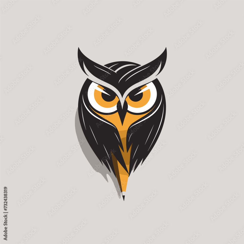 Obraz premium Pen pencil and owl iconic concept logo design vector