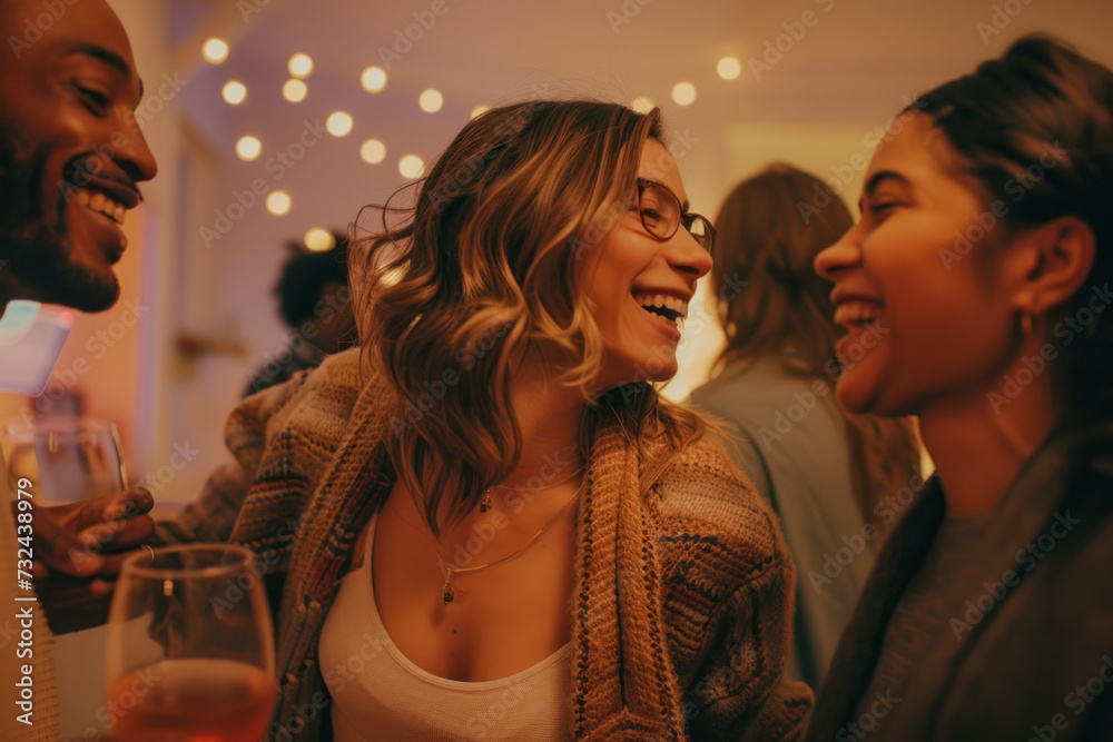 Diverse Group of Friends Have Fun, Dancing and Socializing. Diverse Group of Friends Have Fun, Dancing and Socializing.