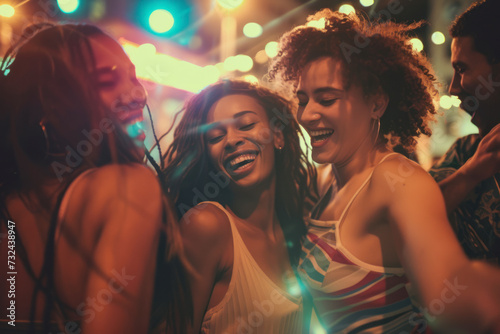 Diverse Group of Friends Have Fun, Dancing and Socializing.