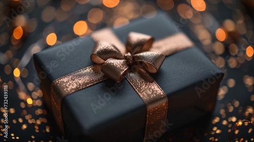 Golden Gift Wrapped in Glittering Bow: A Sparkling Present for the Holidays Generative AI