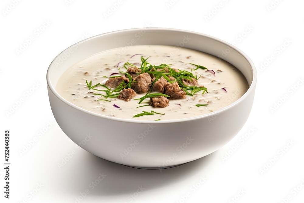 Beef soup closeup isolated on white background Beef soup closeup isolated on white background