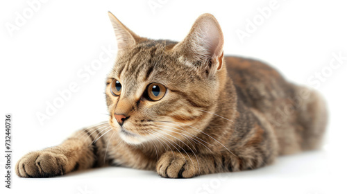 Chocolate Charm: A Captivating Close-Up of a Tabby Brown Cat on a Clear Background