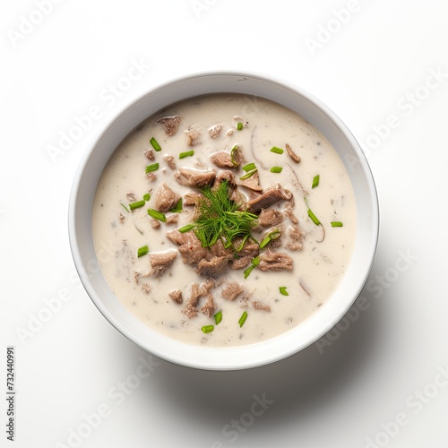 Beef soup closeup isolated on white background