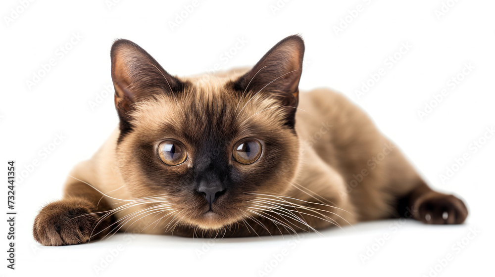 A Photo of a Burmese Cat on a Clear Background