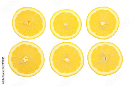 Many fresh juicy lemon slices isolated on a Transparent background. Generative AI
