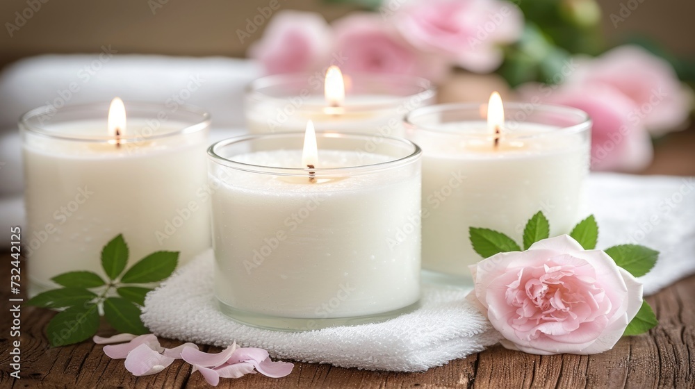 Handmade natural candles showcased on a wooden background. Simplicity and charm of the candles, organic background. Handmade natural candles showcased on a wooden background. Simplicity and charm of the candles, organic background.
