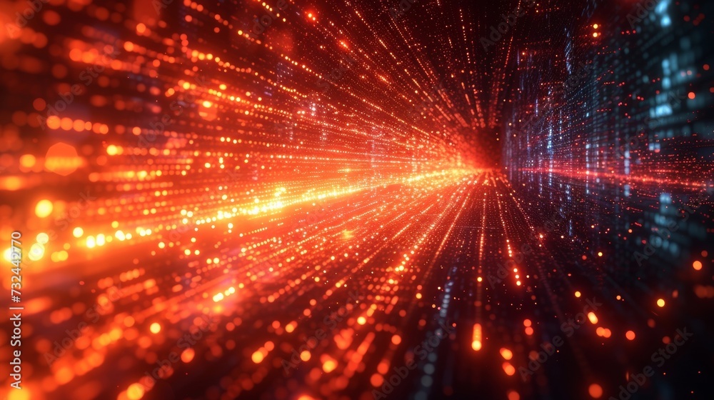 Obraz premium Discover the cybernetic matrix where modern algorithms and high-speed connectivity shape a visually striking digital landscape, propelling us into a future of innovation.