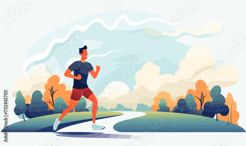 man jogging vector flat minimalistic isolated illustration