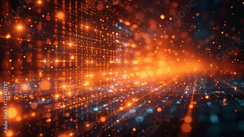 Explore the dazzling matrix of a cybernetic future, where algorithms optimize our digital world and connectivity revolutionizes our modern era. © tonstock