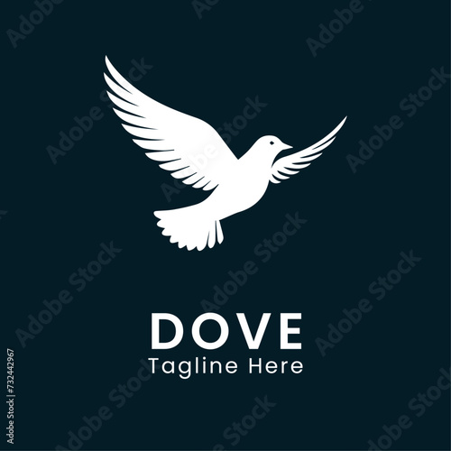 flying dove bird logo minimalist design template