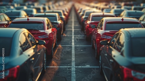 Explore the variety of quality used cars at affordable prices in our well-organized lot, each with a sale sign ready for negotiation and purchase. © tonstock