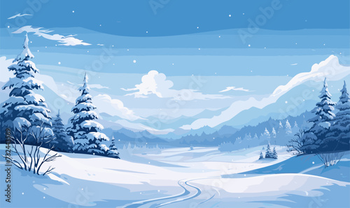 snowy landscape vector flat minimalistic isolated illustration