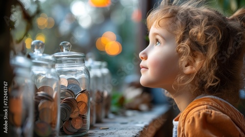 Teach kids financial responsibility with a glass house coin bank, fostering early money management skills for a brighter, secure future. © tonstock