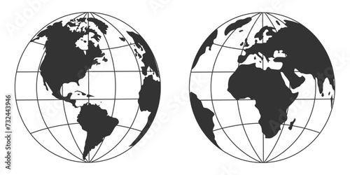 globe earth vector icon. World sphere map vector symbol design ilustration.