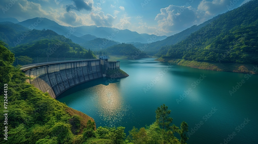 Harnessing the power of the river, the hydroelectric dam provides clean energy while preserving the natural beauty and biodiversity of the surrounding landscape. Harnessing the power of the river, the hydroelectric dam provides clean energy while preserving the natural beauty and biodiversity of the surrounding landscape.