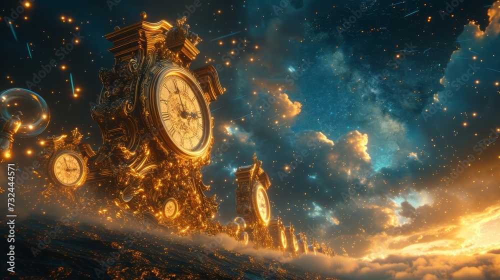 Amidst the celestial dance, the ancient deity stands as an eternal ...